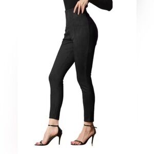 Berska Black Casual Suede Stretch Pant Zip Side Waist Size 6